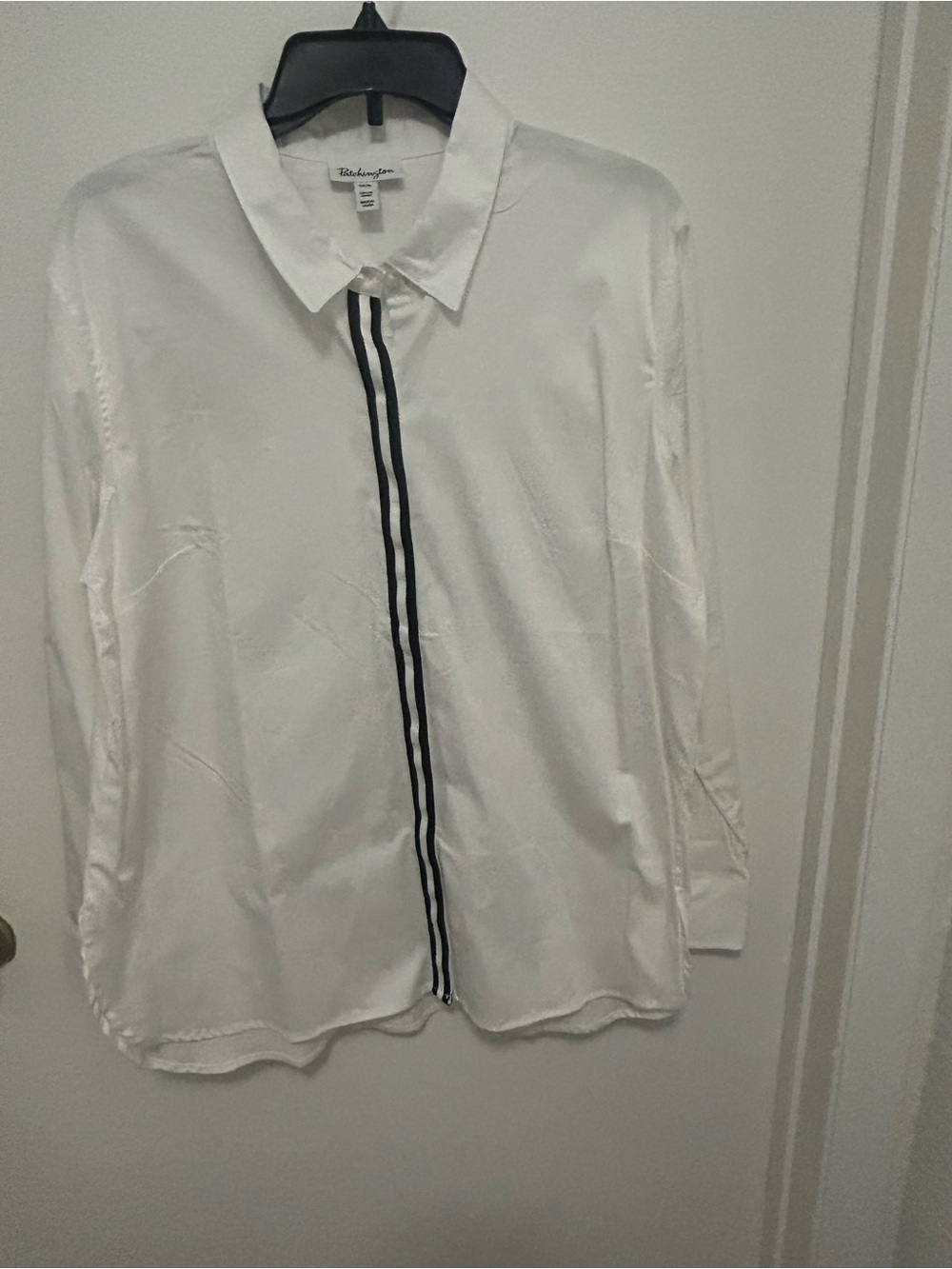 Patchington White Blouse with Black Stripes